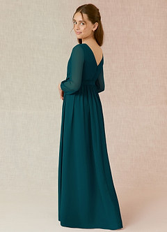 Azazie Angelica Junior Dusty Blue A-Line Pleated Chiffon Dress image2