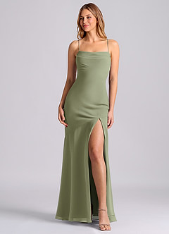 Azazie Grata Brudtärnklänningar Klä av Sjöjungfru i Chiffong Plisserad Pistasch image1