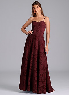 Azazie Stasy Bridesmaid Dresses Cabernet A-Line Sweetheart Neckline Floral Burnout Dress image4