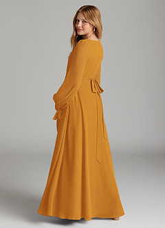 Azazie Leonia Junior Butterscotch A-Line with Pockets Chiffon Dress image2