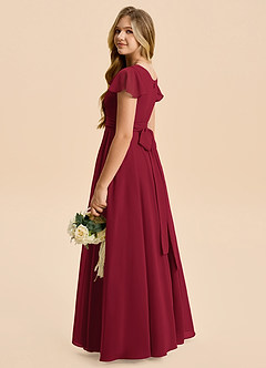 Azazie Cady Junior Burgundy A-Line Pleated Chiffon Dress image6
