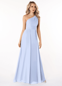 Azazie Dallas Bridesmaid Dresses Ice A-Line One Shoulder Chiffon Dress image3
