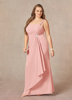 Azazie Weisz Kleider für die Brautmutter A-Linie Quadratischer Ausschnitt Gefaltet Chiffon Kleid Rosettenrosa image11