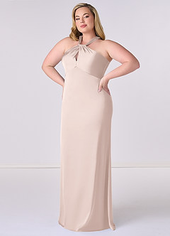 Barbie ♥ Azazie Bridesmaid Dresses Blushing Pink Sheath Stretch Satin Dress image9