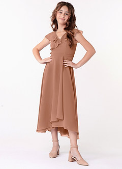 Azazie Posie Junior Bronzer A-Line Ruched Chiffon Dress image1