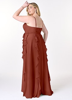 Azazie Peyton Bridesmaid Dresses Auburn A-Line Ruched Chiffon Dress image10