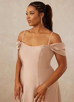 Christian Siriano Bridal for Azazie 1002 Bridesmaid Dresses English Rose A-Line Off the Shoulder Stretch Satin Convertible Dress image9