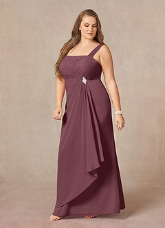 Azazie Weisz Mother of the Bride Dresses Sangria A-Line Square Neckline Pleated Chiffon Dress image11