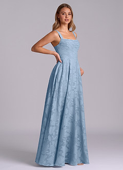 Azazie Shaude Bridesmaid Dresses Powder Blue A-Line Pleated Floral Burnout Dress image7
