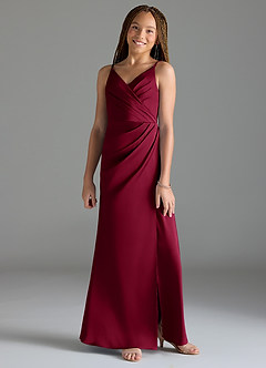 Azazie Maci Junior Klä av Sjöjungfru i Stretch Satin Plisserad image1