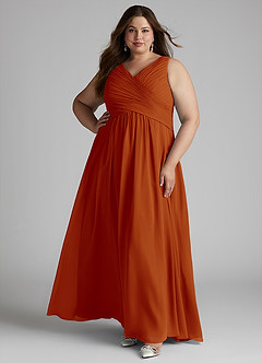 Azazie Flora Bridesmaid Dresses Paprika A-Line Pleated Chiffon Dress image10