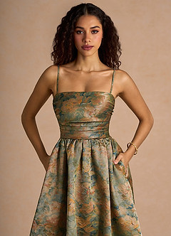 Vestido Verde Azulado Vintage Largo Ziva image5