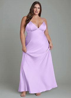 Azazie Stefania Vestidos de madrinha de casamento Vestido Lilás de Cetim elástico de Linha A image11