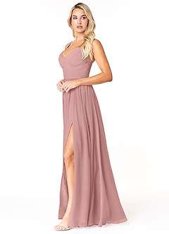 Azazie Chanel Abiti da Damigella Abito A-Line in Chiffon Plissettato Rosa Polverosa image3