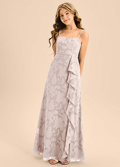 Azazie Kaylee Junior Vestido de Rosa Rubor de Devorado Floral de Corte en A con Con cinturón image5