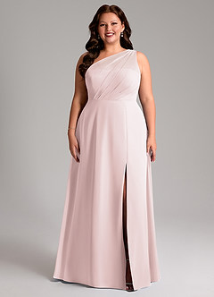 Azazie Phaedra Bridesmaid Dresses Blushing Pink A-Line One Shoulder Chiffon Dress image7