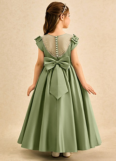 Azazie Toffee Flower Girl Dresses Pistachio Ball-Gown Bow Matte Satin Dress image1
