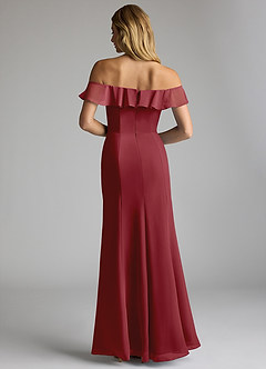 Azazie Sophie Bridesmaid Dresses Pomegranate A-Line Off the Shoulder Chiffon Convertible Dress image4