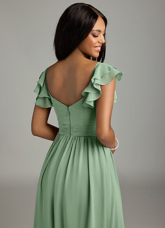 Azazie Anaya Bridesmaid Dresses Matcha A-Line Pleated Chiffon Dress image2