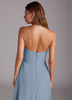 Azazie Wren 신부 들러리 드레스 A라인 스트랩리스 쉬폰 티 길이 드레스 image8