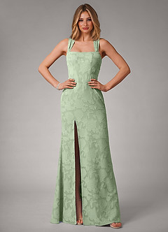 Azazie Luci Robes de demoiselle d'honneur Robe Sirène Convertible en Blumen-Burnout Plissée Vert Sauge image5