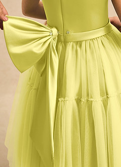 Azazie Kennedy Robe Demoiselle D'honneur Fillette Robe Trapèze en Tulle Rayé Canari image6