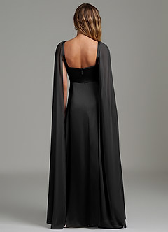Azazie Niveah Kleider zum Anprobieren zu Hause Wandelbar A-Linie Schulterfrei Stretch-Satin Kleid Schwarz image4