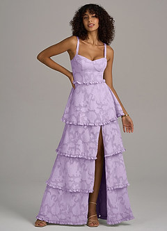 Azazie Romie Bridesmaid Dresses Lilac A-Line Corset Floral Burnout Dress image1