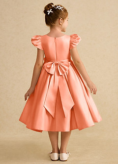 Azazie Pearl Flower Girl Dresses Sunset Ball-Gown Pleated Matte Satin Dress image2