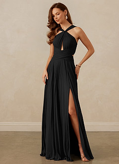 Christian Siriano Bridal for Azazie 1009 Bridesmaid Dresses Black A-Line Pleated Chiffon Dress image8