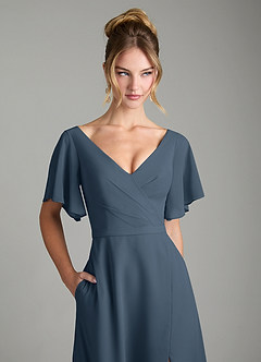 Azazie Ambrosia Bridesmaid Dresses Neptune A-Line Pleated Chiffon Dress image2