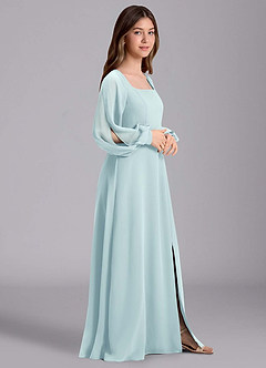 Azazie Bondi Junior Abito A-Line in Chiffon Blusa Sea Glass image4