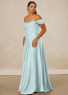 Christian Siriano Bridal for Azazie 1002 Bridesmaid Dresses Sea Glass A-Line Off the Shoulder Stretch Satin Convertible Dress image12