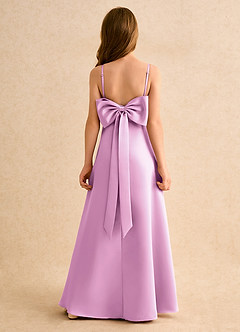 Azazie Joella Girls Formal Flower Girl Dresses Candy Pink A-Line Pleated Matte Satin Dress image1
