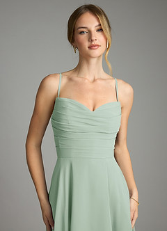 Azazie Ayla Abiti da Damigella Abito A-Line in Chiffon Scollo a Cuore Agave image3