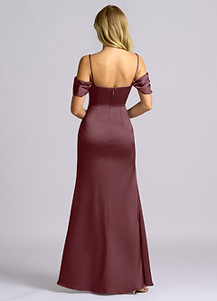 Azazie Auden Bridesmaid Dresses Sangria Sheath Off the Shoulder Stretch Satin Convertible Dress image2