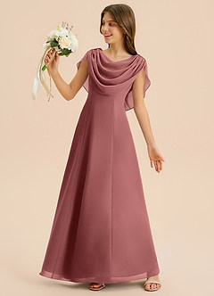 Azazie Lambie Junior Amethyst A-Line Pleated Chiffon Dress image2