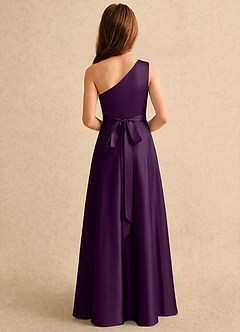 Azazie Puddles Girls Formal Robe Demoiselle D'honneur Fillette Robe Trapèze en Satin extensible Une épaule Grain De Raisin image2