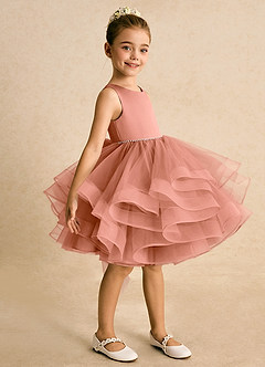 Azazie Tinie Blumenmädchenkleider Ballkleid Schleifen Tüll Kleid Mai Tai image4