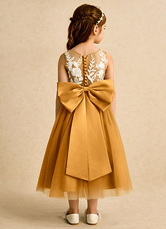 Azazie Sundae Blumenmädchenkleider Ballkleid Spitze Kleid Butterscotch image2