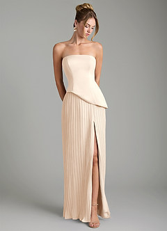 Azazie Tierney Bridesmaid Dresses White Alabaster A-Line Strapless Chiffon Convertible Dress image4