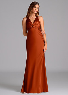 Azazie Hati Bridesmaid Dresses Paprika Mermaid Stretch Satin Dress image3
