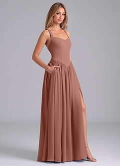 Azazie Francis Bridesmaid Dresses Cedar Rose A-Line Corset Chiffon Dress image6