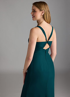 Azazie Mero Bridesmaid Dresses Pine Sheath Pleated Chiffon Dress image4