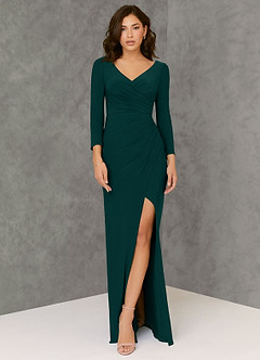 Azazie Safia Final Sale Black Sheath Long Sleeve Luxe Knit Dress image1