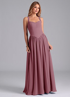 Azazie Francis Bridesmaid Dresses Vintage Mauve A-Line Corset Chiffon Dress image4
