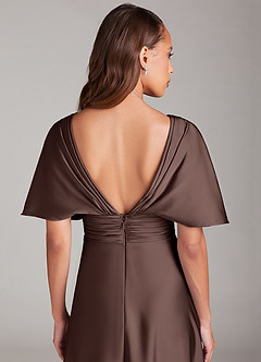 Azazie Pamela Robes de demoiselle d'honneur Robe Trapèze en Satin extensible Plissée Ganache image6