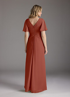 Azazie Morning Glory Mother of the Bride Dresses Auburn A-Line V-Neck Ruched Chiffon Dress image2