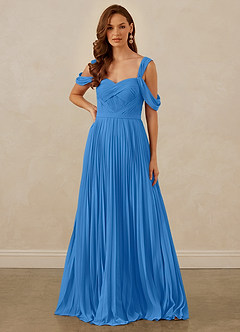 Christian Siriano Bridal for Azazie 1013 Bridesmaid Dresses Blue Jay A-Line Off the Shoulder Chiffon Dress image8