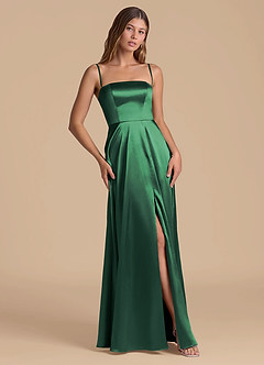 Azazie Wren 신부 들러리 드레스 A라인 스트랩리스 메탈릭 새틴 바닥 길이 드레스 image5